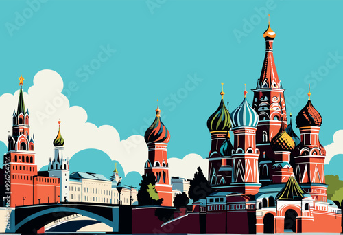 Colorful Digital Artwork of Moscow’s Saint Basil's Cathedral