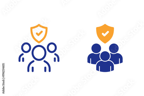 People insurance line icon. Health coverage sign. Life protection policy symbol. Quality design element. Vector illustration