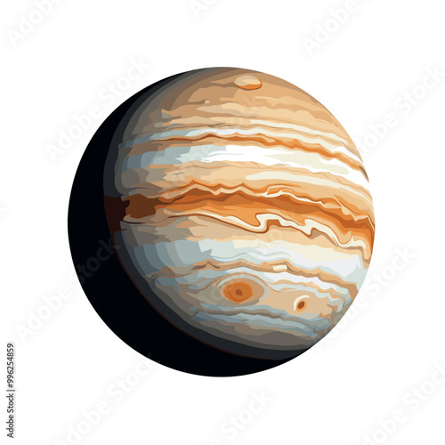Detailed Digital Illustration of Planet Jupiter
