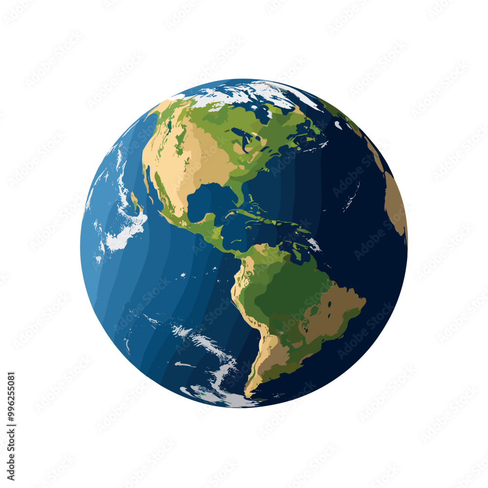 Fototapeta premium Detailed Illustration of Earth Showing North and South America