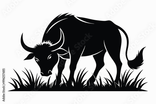 bull eating grass H.eps