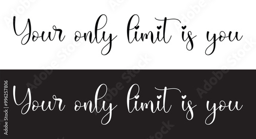 You are your only limit lettering phrase black color modern calligraphy. Goals suck System matters motivational poster for gym, textile, prints. Discipline inspirational poster in eps 10.