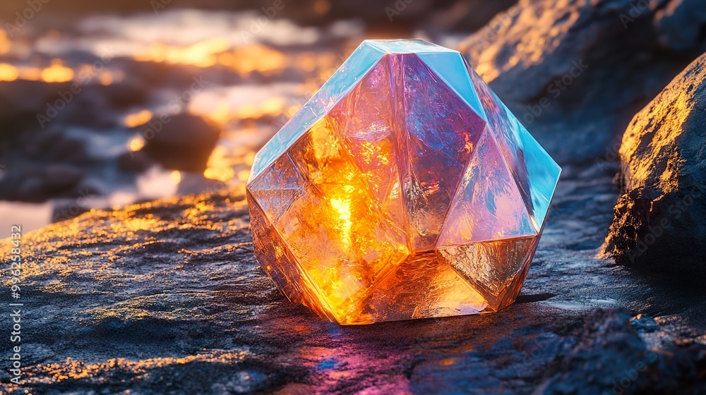 Crystal Sunset: A Geometric Gem on the Beach Crystal Sunset: A Geometric Gem on the Beach