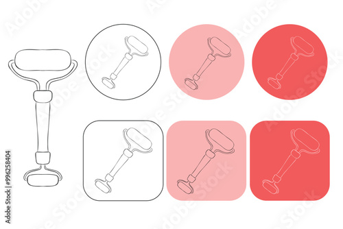 Derma roller vector logo designed in a line style on white background.
