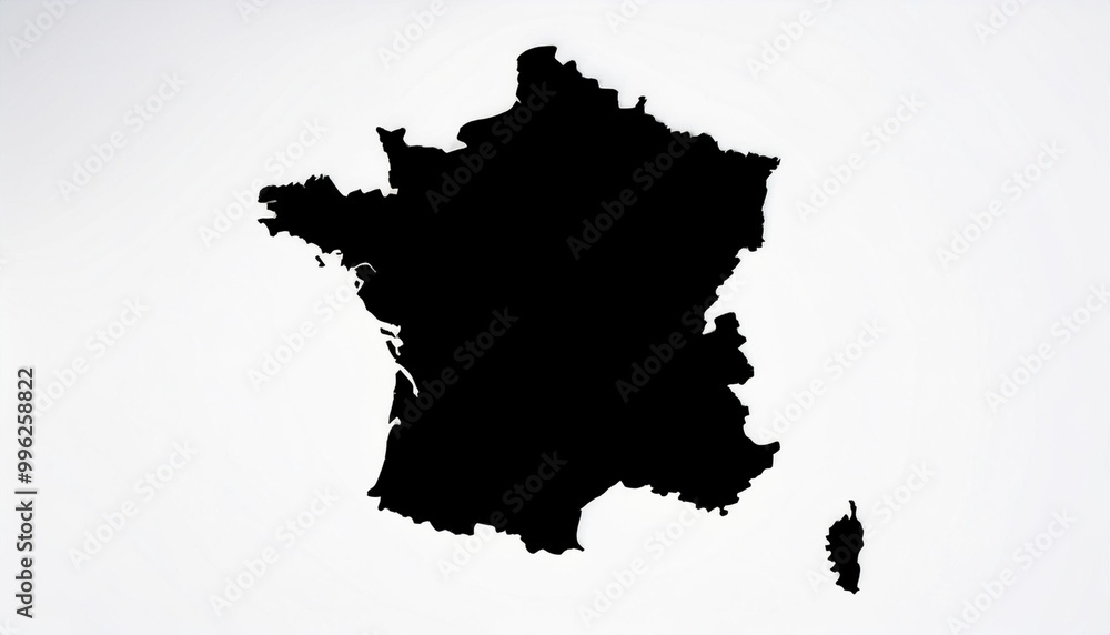 Silhouette of a map of France on a white background Silhouette of a map of France on a white background