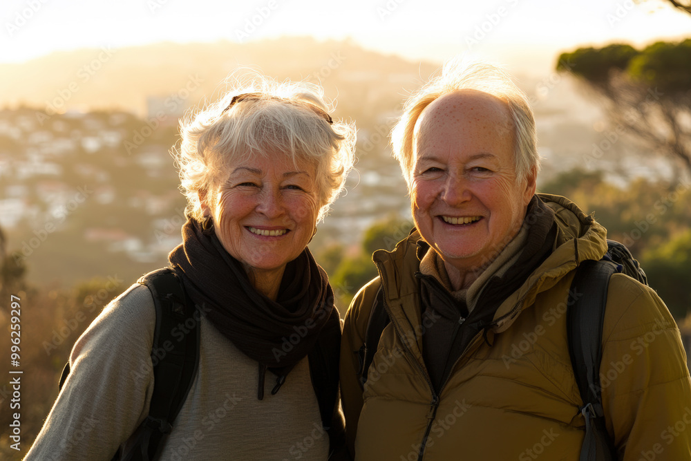 Elderly Couple Enjoying Morning Outdoors Elderly Couple Enjoying Morning Outdoors