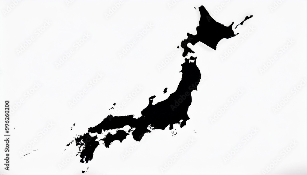 Obraz premium Silhouette of a map of Japan on a white background