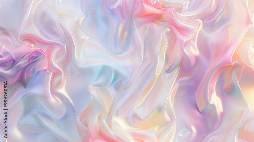 Fototapeta premium A vibrant, abstract background with flowing, multicolored silk-like material blending into a dreamy, soft texture.