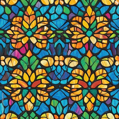 Wallpaper Mural Stained Glass Window Pattern with Religious Motif Torontodigital.ca