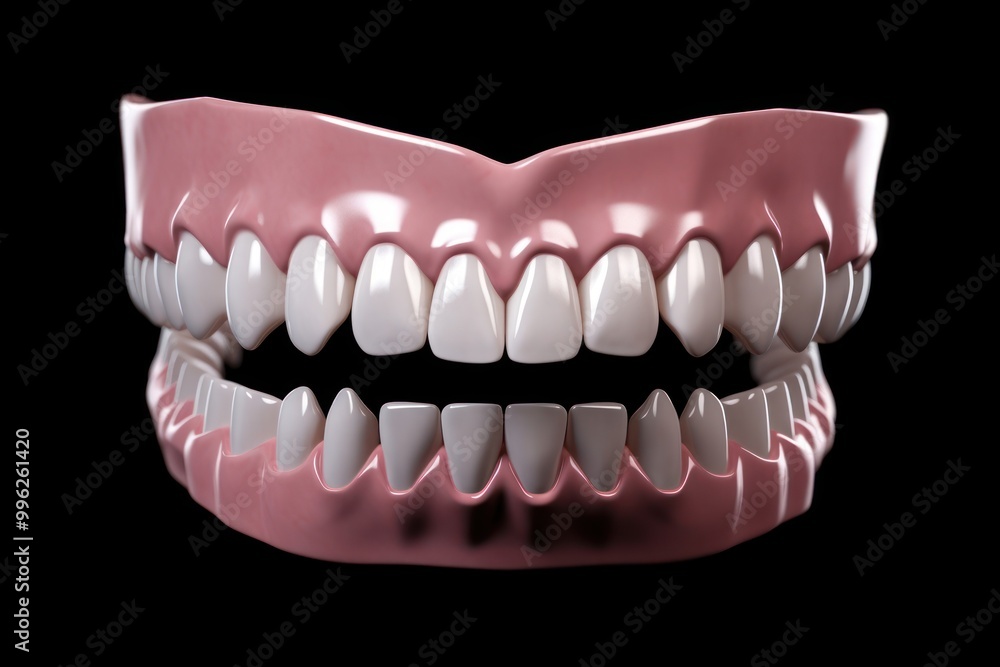 Obraz premium Teeth model black background dentistry smiling.