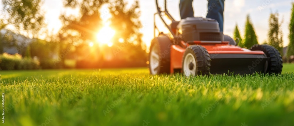 Fototapeta premium A heavy-duty lawn mower designed for commercial landscapes.