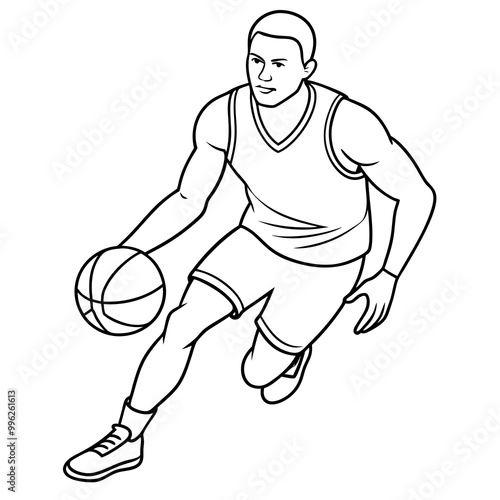 Basketball playing silhouette vector illustration on white background