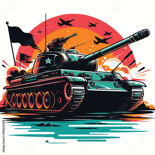 Powerful Military Tank Illustration War Machine Artwork