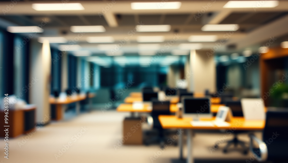 Abstract blurred office interior room. blurry working space with defocused effect. use for background or backdrop in business concept Abstract blurred office interior room. blurry working space with defocused effect. use for background or backdrop in business concept