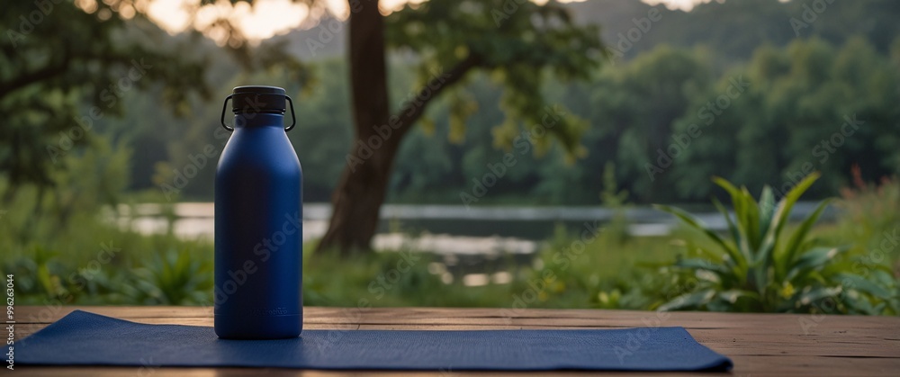 A person in the park holding a bottle of water, surrounded by a clean and fresh atmosphere A person in the park holding a bottle of water, surrounded by a clean and fresh atmosphere