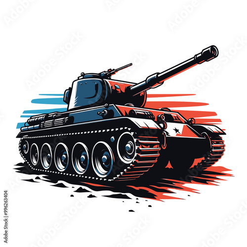 Powerful Military Tank Illustration Vintage Design