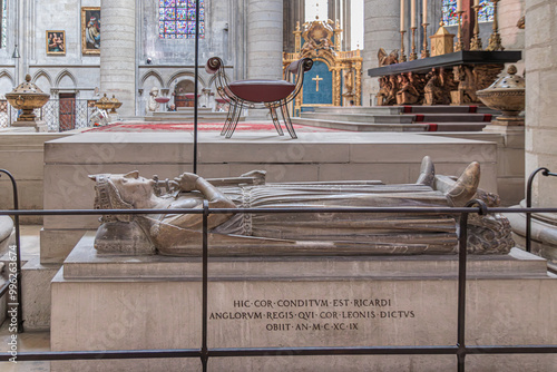 Tomb with the heart of Richard the Lionheart in Rouen Cathedral. Rouen, Normandy, France