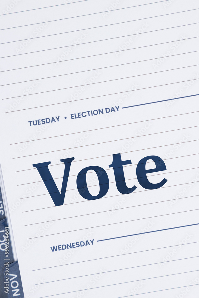 Vote message on a Tuesday day planner Vote message on a Tuesday day planner