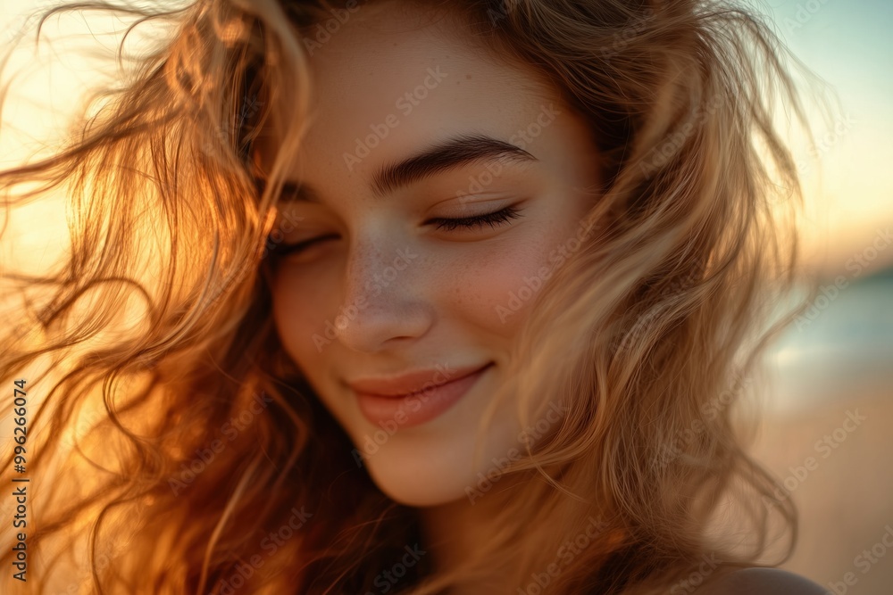 A woman with long hair and a smile on her face A woman with long hair and a smile on her face