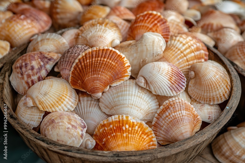 A bowl full of shells of various sizes and colors A bowl full of shells of various sizes and colors