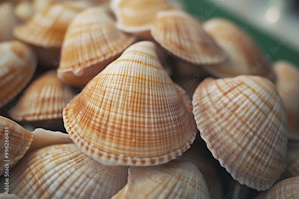 A pile of shells with a brown and white color A pile of shells with a brown and white color