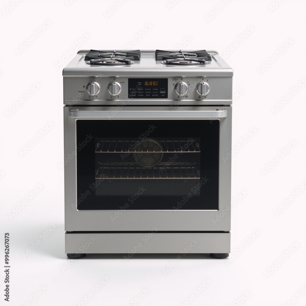 Fototapeta premium Stove oven displayed against white background kitchen home appliance focus