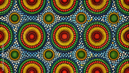 Seamless pattern of colored African fabric made of cotton, African, fabric, seamless, pattern, colorful, cotton