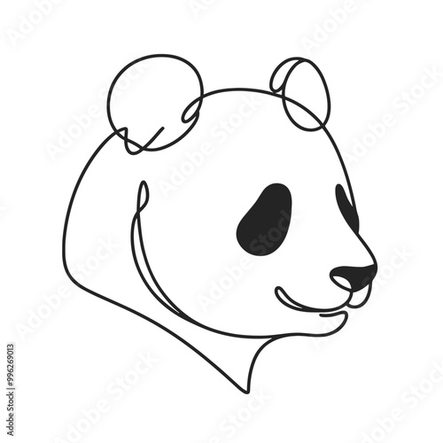 A panda bear with a smile on its face. The bear is drawn in a simple, stylized way, with its eyes and mouth drawn in a single line. The bear's expression conveys a sense of happiness and contentment