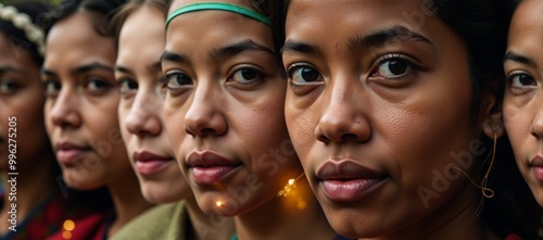 Collage of interconnected faces across cultures through glowing threads of unity