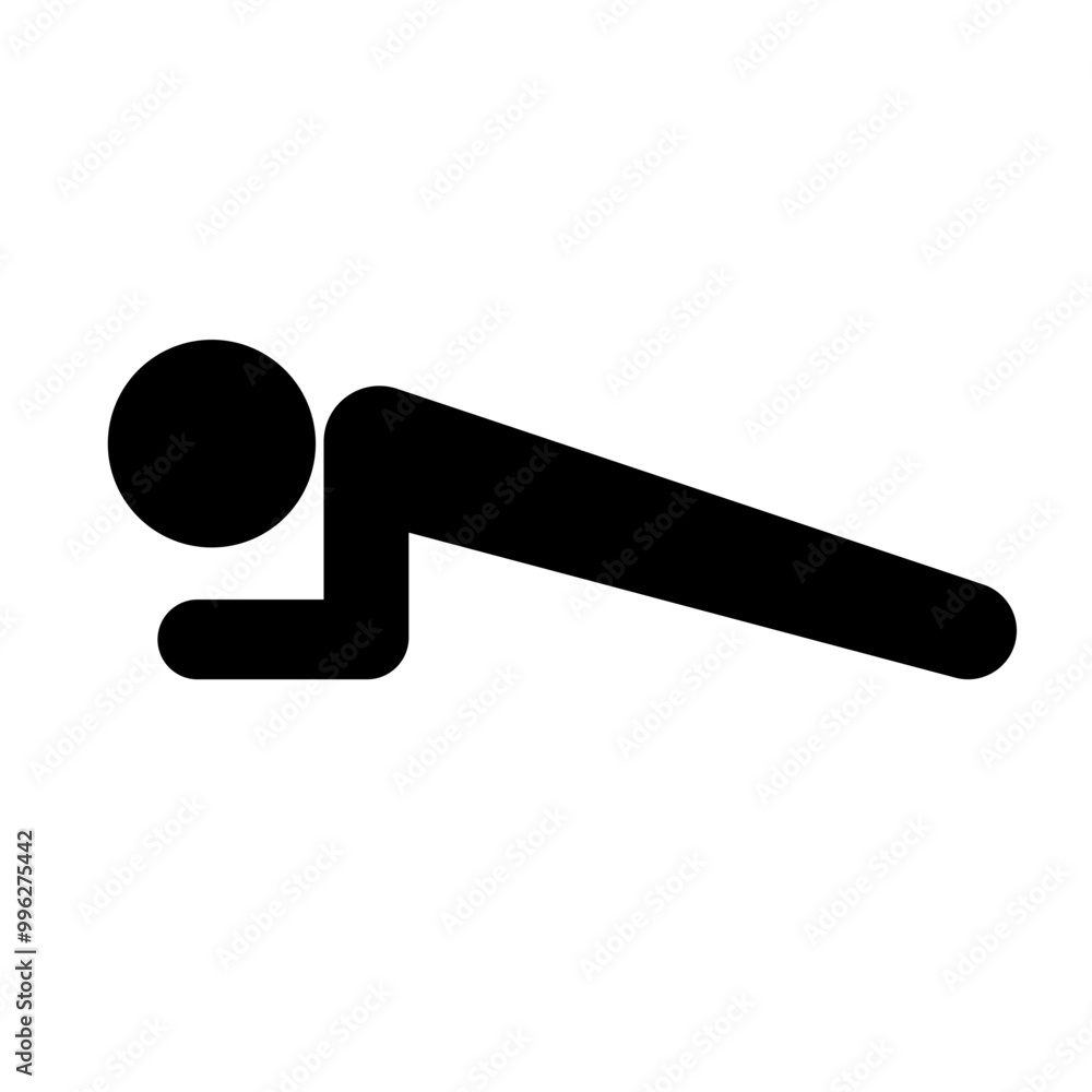 Person doing plank silhouette icon. Vector. Person doing plank silhouette icon. Vector.