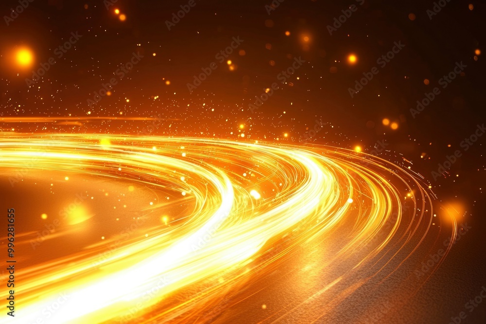 Abstract Golden Light Trails with Sparkles Abstract Golden Light Trails with Sparkles