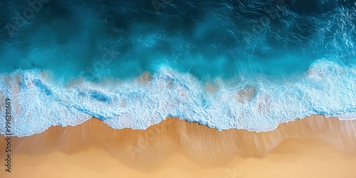 Aerial View of Sandy Beach with Gentle Waves