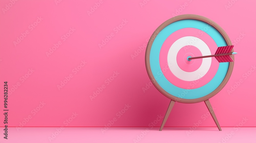 A colorful target with an arrow hitting the center, set against a vibrant pink background, symbolizing focus and achievement. A colorful target with an arrow hitting the center, set against a vibrant pink background, symbolizing focus and achievement.