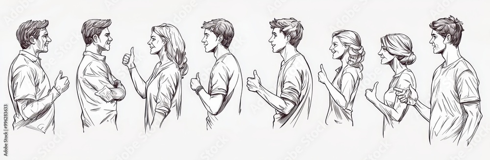 There are various characters in this set with different hand signs, gestures, and emotions expressed. This illustration set includes outlines, thin line art, hand drawn sketches, and black and white There are various characters in this set with different hand signs, gestures, and emotions expressed. This illustration set includes outlines, thin line art, hand drawn sketches, and black and white