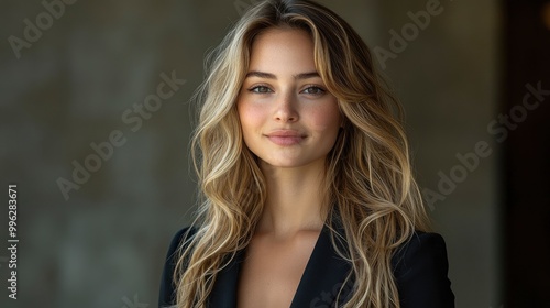 Portrait of a Young Woman with Long Blonde Hair and a Warm Smile