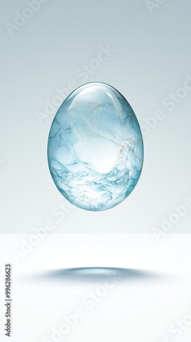 Abstract Blue Glass Sphere with Swirling Marble Pattern