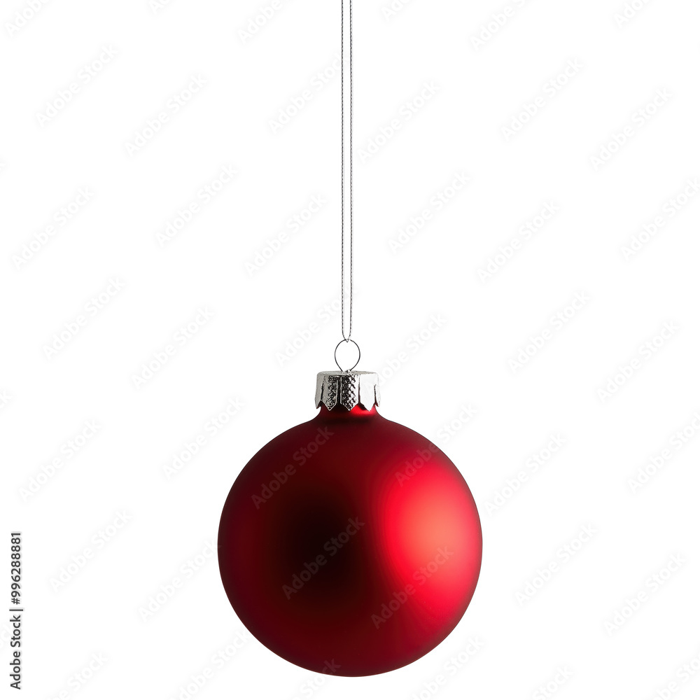 Red Christmas ornament on silver string against transparent background, Christmas bauble, transparent image, png Red Christmas ornament on silver string against transparent background, Christmas bauble, transparent image, png