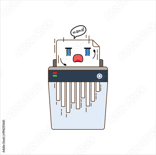 kawaii machine shredder destroy document.vector illustration design. Eps 10.