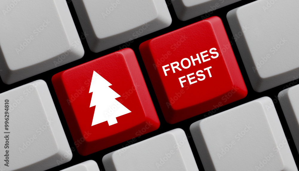 Frohes Fest online - Computertaststur mit Weihnachtsbaum Frohes Fest online - Computertaststur mit Weihnachtsbaum
