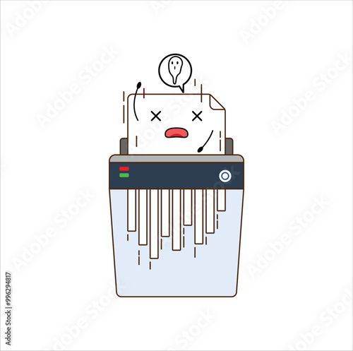 kawaii machine shredder destroy document.vector illustration design. Eps 10.