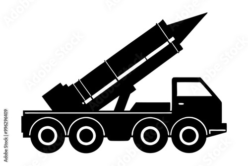 A modern war patriot missile system   icon silhouette vector on white background.