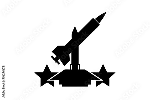 A modern war patriot missile system   icon silhouette vector on white background.