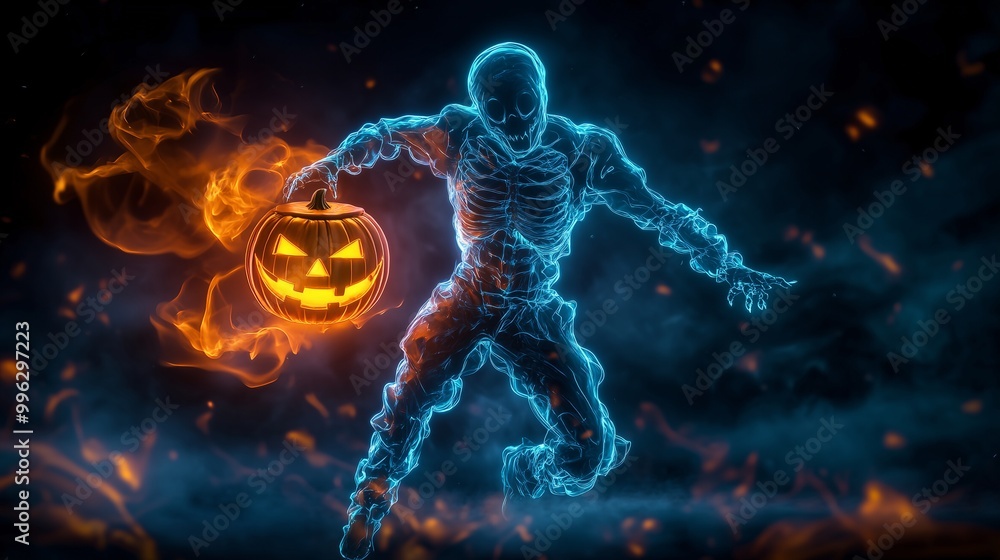 Surreal Headless Halloween Figure Holding Pumpkin Surreal Headless Halloween Figure Holding Pumpkin