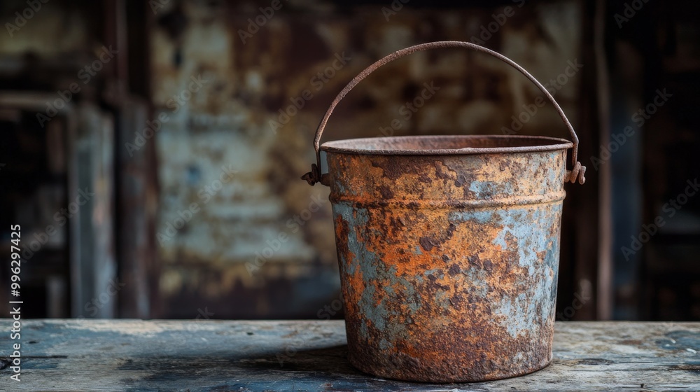 Old rusty bucket showcasing its weathered texture and charm Old rusty bucket showcasing its weathered texture and charm