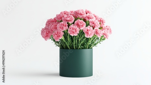 Wallpaper Mural Charming carnation bouquet arranged in a modern green container Torontodigital.ca