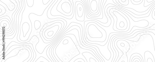 Black and White Topography Illustration with Contour Lines and Geometric Grid Patterns for a Travel and Hiking Map Design 