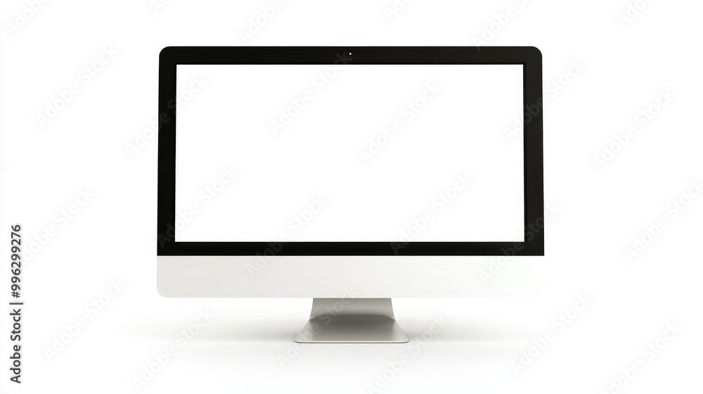 A top-down view of a computer with a white screen on a white background, perfect for use in digital and online business presentations. A top-down view of a computer with a white screen on a white background, perfect for use in digital and online business presentations.