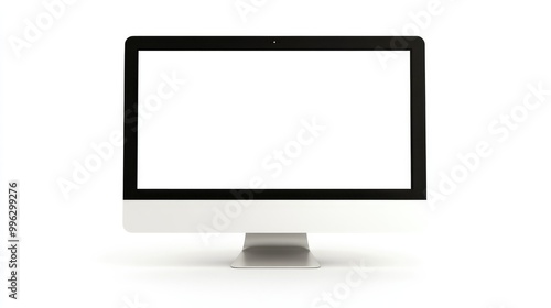 A top-down view of a computer with a white screen on a white background, perfect for use in digital and online business presentations.