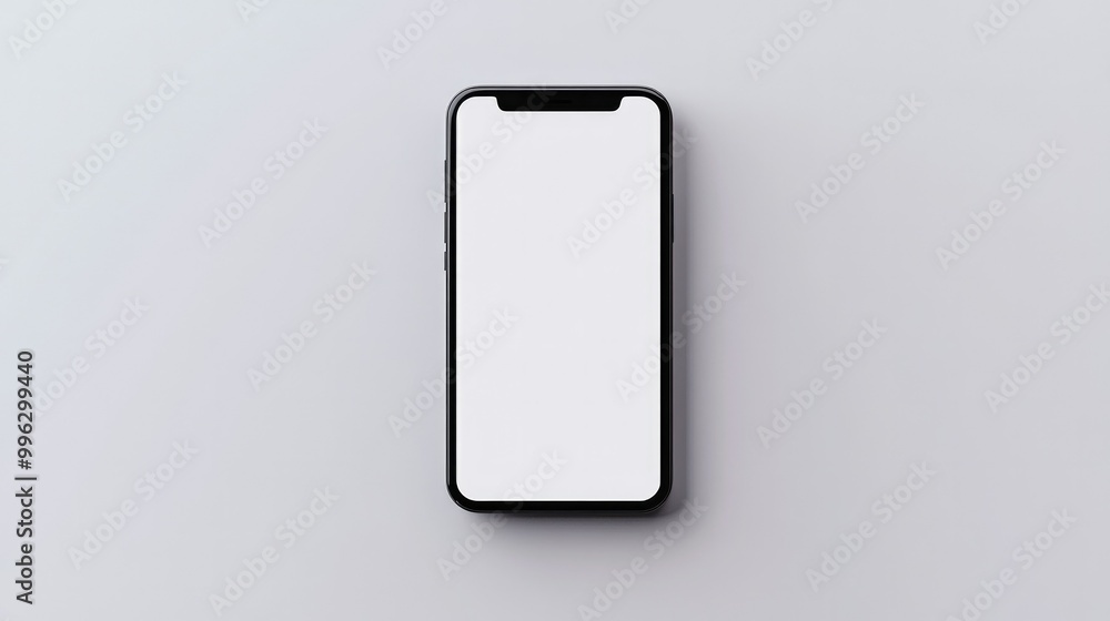 A top-down view of a smartphone with a blank white screen, centered on a white background, perfect for showcasing apps or mobile tech. A top-down view of a smartphone with a blank white screen, centered on a white background, perfect for showcasing apps or mobile tech.