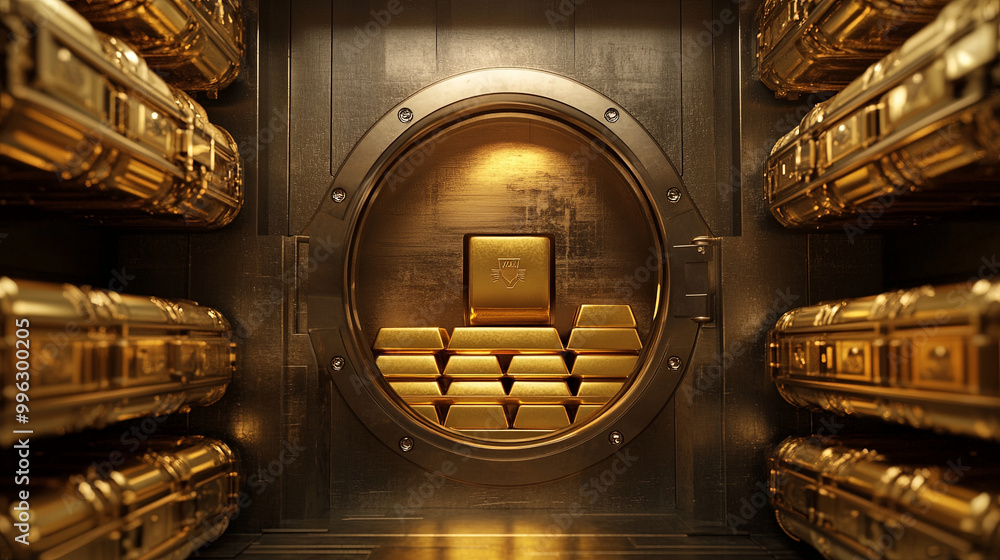 secure vault filled with gleaming gold bars showcases wealth and luxury ...